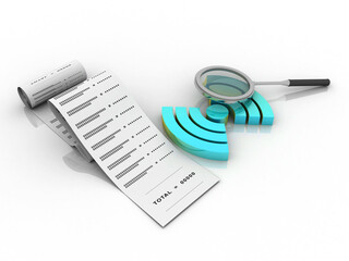 Poster - 3d illustration WIFI symbol search
