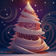 Wall Mural - Swirling Gold and White Christmas Tree