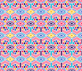 Poster - colorful geometric cubes abstract seamless pattern vector background. technology style engineering l
