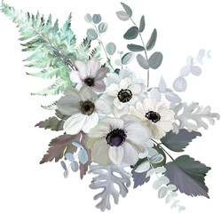 Canvas Print - Luxurious bouquet with anemones