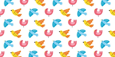Poster - Abstract Cute Bird background design with pattern composition. Trendy wallpaper for creative project and print design