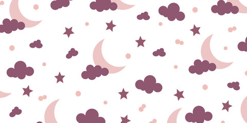 Poster - Abstract Cloud and Moon background design with pattern composition. Trendy wallpaper for creative project and print design