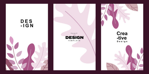 Leinwandbilder - Set of floral poster template in cute and trendy design style. Collection soft and calm design for card invitation in minimalist