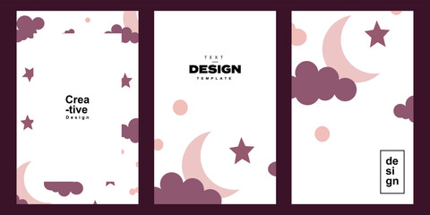 Leinwandbilder - Set of sky night poster template in cute and trendy design style. Collection soft and calm design for card invitation in minimalist
