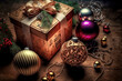 Weihnachtsschmuck Geschenke Stillleben Weihnachtskarte   Card Dekoration AI Graphic Digital Art Illustration Background Hintergrund Vorlage
