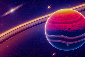 Wall Mural - planet in space background generative ai illustration