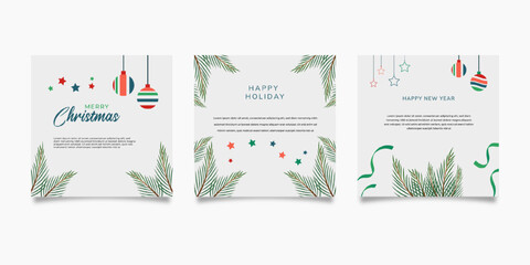 Christmas and new year Post Feed Template For Social Media , marketing, greeting card, sale, web,etc .