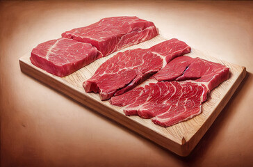 Wall Mural - raw meat on a cutting board