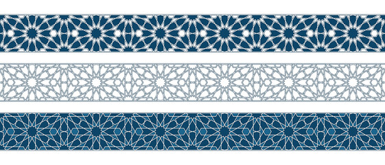 Wall Mural - Set of borders of Islamic pattern for Ramadan greetings cards and templates. Vector illustration.