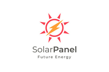 Solar panel energy logo with simple and modern shape for electricity manufacturing and installation company