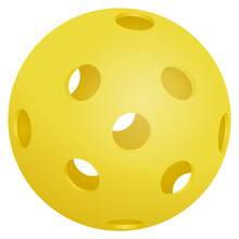 Yellow Ball For Pickleball Sport With Transparent Background.