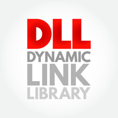 Poster - DLL - Dynamic Link Library acronym, technology concept background