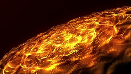 Poster - Data flow information. Concept of digital communication. Digital data stream. Dynamic wave of glowing particles. 3D rendering. 4K High.