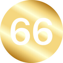 Gold Number Sixty Six In Circle