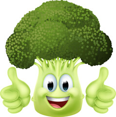 Wall Mural - A broccoli vegetable cartoon character emoji emoticon mascot