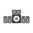 5.1 surround sound system vector grayscale icon