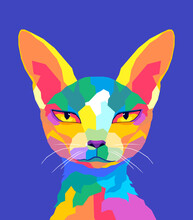 Pop Art Style Sphinx Cat Illustration