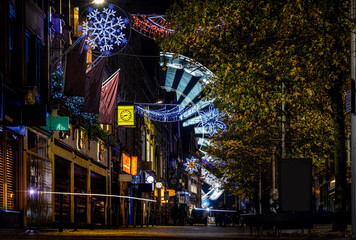 Wall Mural - View of night Leicester, a city in England’s East Midlands region, in Christmas time