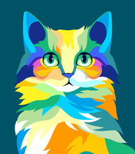 Pop Art Style Persian Cat Illustration