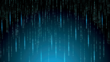 Aufkleber - Matrix binary code. Digits encryption. One and zero numbers. Random falling data. Malware technology. Software encode. Digital program backdrop. Cyber algorithm. Vector design background