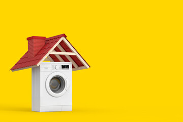 Aufkleber - White Modern Washing Machine Under Red Tile Roof. 3d Rendering