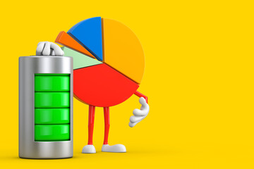 Aufkleber - Info Graphics Business Pie Chart Character Person with Abstract Charging Battery. 3d Rendering