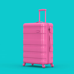 Aufkleber - Travel Holiday Vacation Concept. Big Modern Luxury Plastic Pink Suitcase in Duotone Style. 3d Rendering