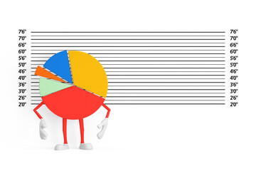 Aufkleber - Info Graphics Business Pie Chart Character Person  in front of Police Lineup or Mugshot Background. 3d Rendering