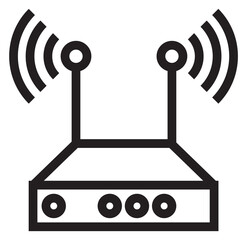 Sticker - Wifi router. Wireless internet device line icon