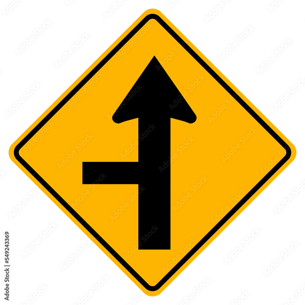 Left Junction Sign Pdf Side Road Junction Left Symbol Sign, Vector Illustration, Isolated On ...