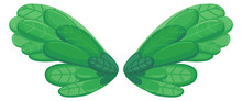 Green Fairy Wings. Nature Creature Cartoon Symbol