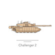 Challenger 2 outline colorful icon. Isolated tank on white background. Vector illustration