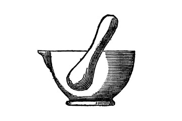 Wall Mural - Ceramic Mortar and Pestle - 1897 Vintage Engraved Illustration