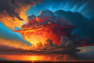 Wall Mural - A dramatic overcast sky. Suitable for scenes of alien invasion, hell, apocalypse etc.	
