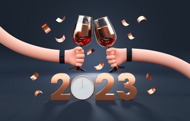 Toast on New Year. 3D Illustration