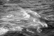 Boat Wake Waves In The Drake Passage, Causing Spray To Come Off The Water. 