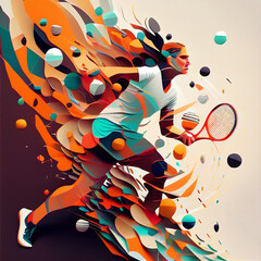 Wall Mural - Tennis. Colorful abstract tennis background. Sports poster illustration