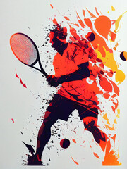 Wall Mural - Tennis. Colorful abstract tennis background. Sports poster illustration