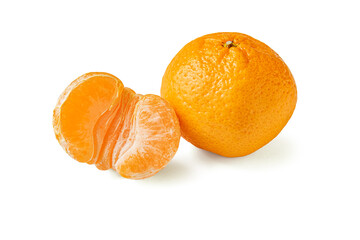 Wall Mural - juicy ripe mandarins isolated on white