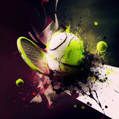 Wall Mural - Tennis. Colorful abstract tennis background. Sports poster illustration