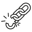 Broken chain or weakness outline icon. Broken connection illustration