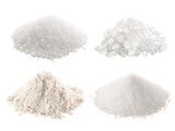Fototapeta  - Salt, sugar and flour in piles isolated png