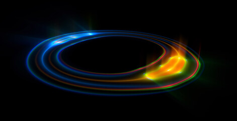 Wall Mural - glow swirl light effect. circular lens flare. abstract rotational lines. power energy element. lumin