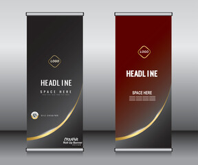 Wall Mural - Roll up banner template design,banner layout, advertisement, pull up, polygon background.