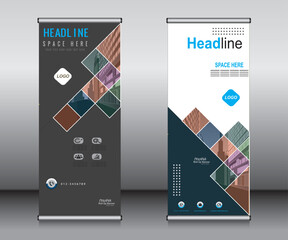 Wall Mural - Roll up banner template design,banner layout, advertisement, pull up, polygon background.
