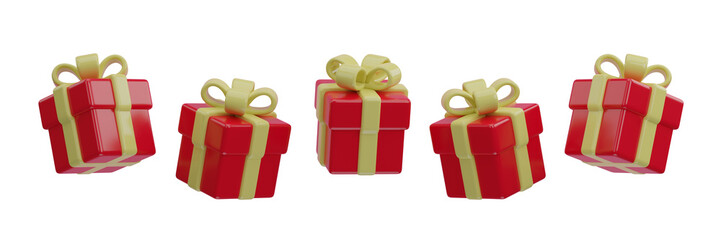 Wall Mural - Red present box with transparent background. PNG.