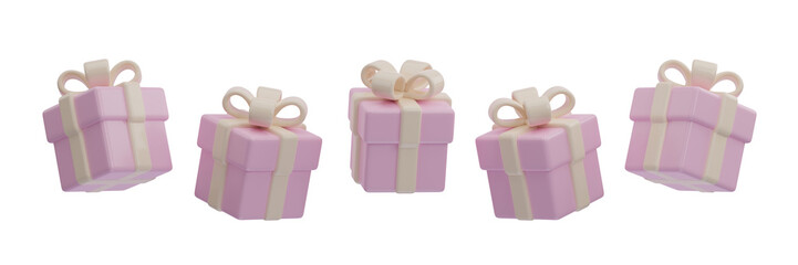 Wall Mural - Pink present box with transparent background. PNG.