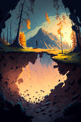 Wall Mural - sunset in the mountains