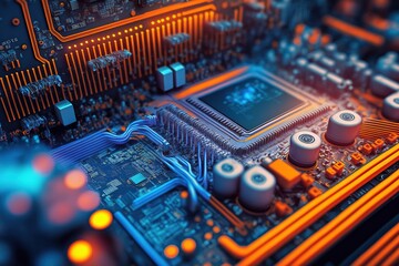 Illustration about computer parts. Made by AI.