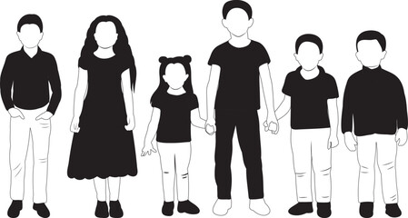 Wall Mural - silhouette black and white kids design vector